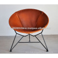 Round shape brown leather chair